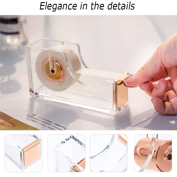 Famassi Rose Gold Office Supplies and Accessories  Acrylic Stapler  Staple Remover  Tape Holder  Ballpoint Pen  Scissor  Binder Clips  Staples  Phone Holder  Ruler  Transparent Glue and 300 Notes - Image 4